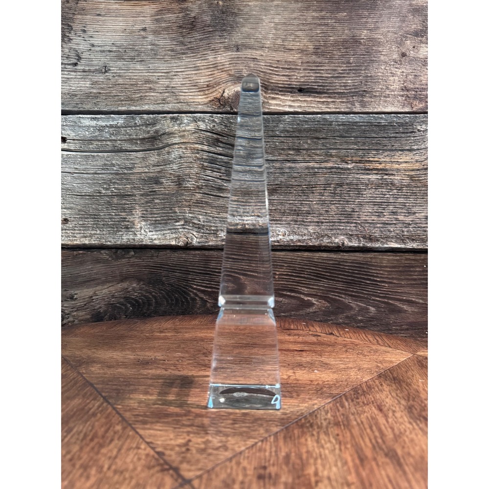 Baccarat Crystal Obelisk Paperweight Sculpture Made in France 10 inch